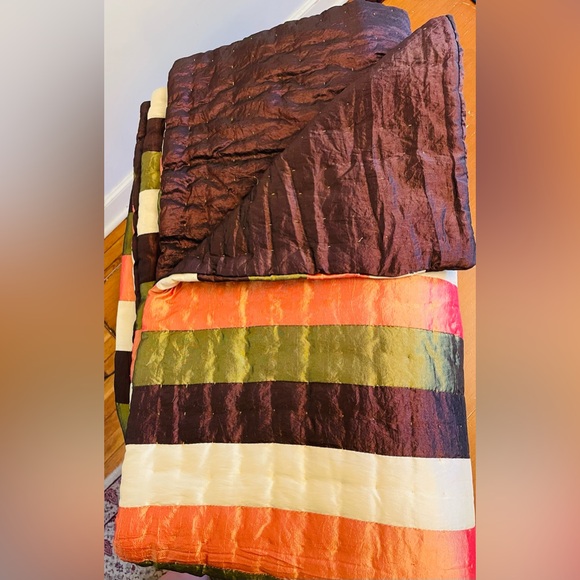Pier 1 Satin Patchwork Blanket/Throw - Picture 4 of 5